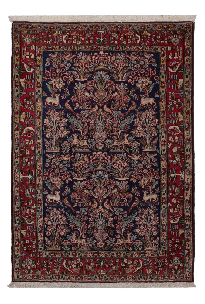 Ghom Teppich 138x206cm - Perserteppich - dunkelblau