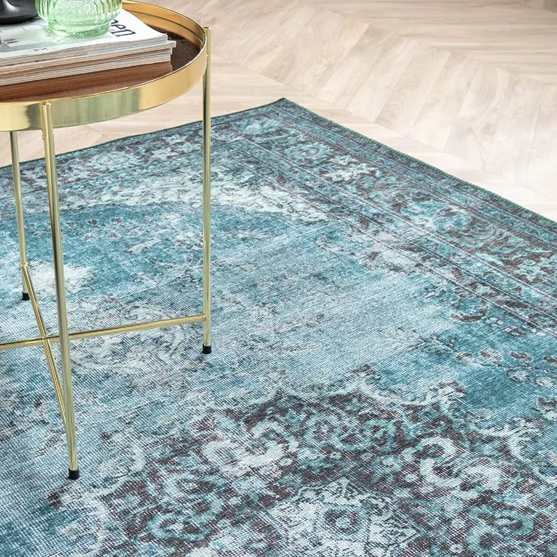 Teppich Vintage - Estate Medaillon Blau Grün