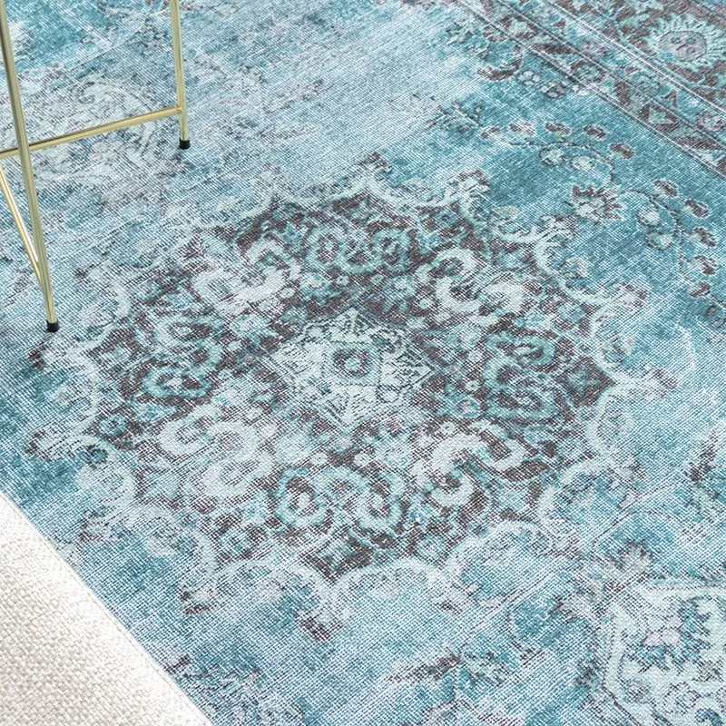 Teppich Vintage - Estate Medaillon Blau Grün