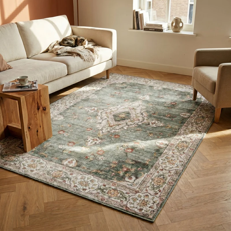Teppich Vintage - Ember Medaillon Grün