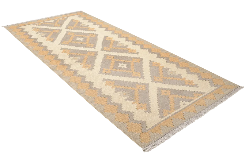 Kelim Gashgai · Handgewebt – Beige, 203x84 cm