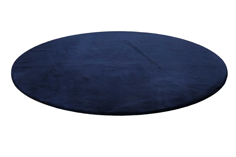 Kunstfell Teppich Rund Dunkelblau kuschelig & flauschig "Vita" Homie Living