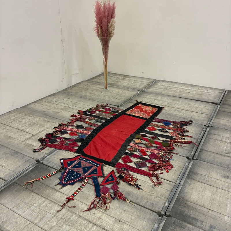 Orient Wandbehang Nomaden Wandteppich Tuch Fransen Bunt Rot Gebraucht