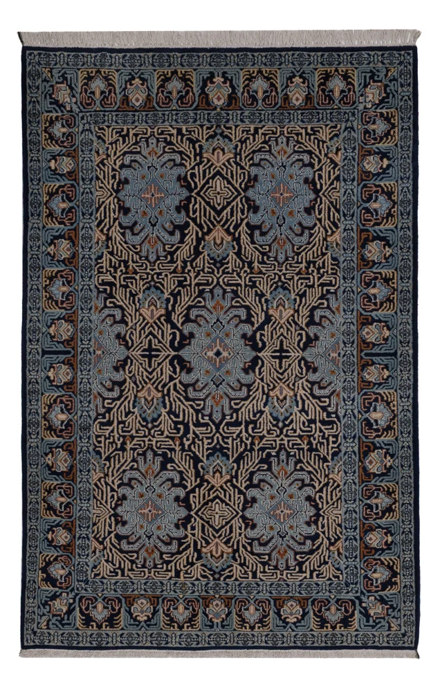 Keshan Teppich 134x208cm - Perserteppich - petrolblau