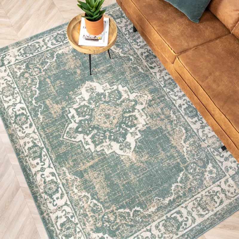 Teppich Vintage - Spring Medaillon Grün Creme