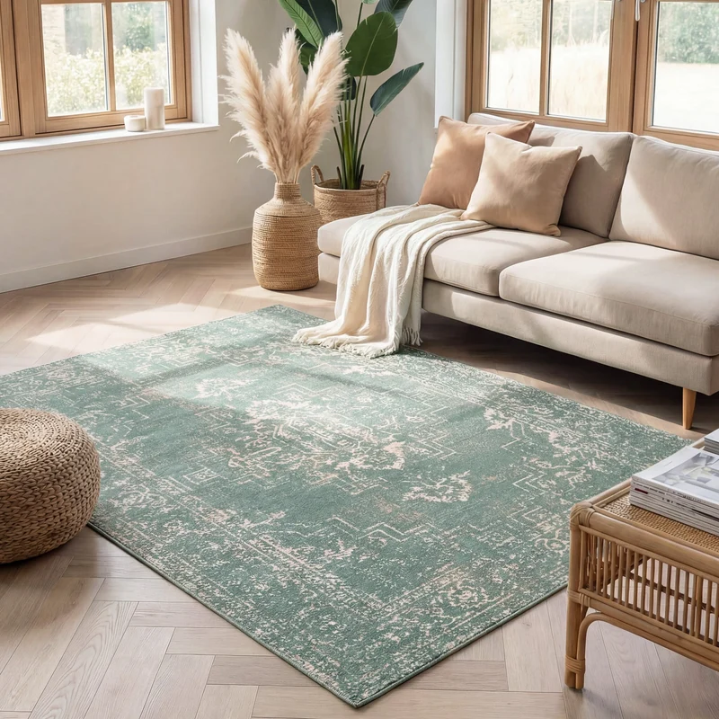 Teppich Vintage - Spring Ethnic Grün Creme