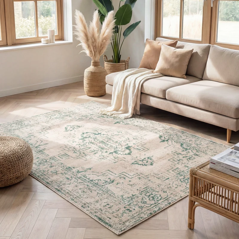 Teppich Vintage - Spring Ethnic Creme Grün
