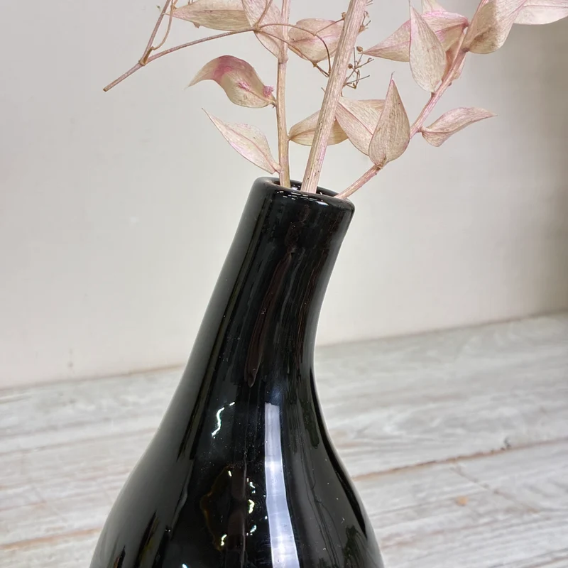 Glasvase Tropfenvase Flaschenform Rauchglas Schwarz Vase Gebraucht