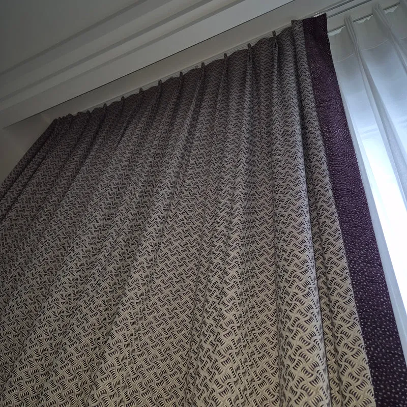 Luxus Vorhänge Gardinen Set 217x348 Hotel Atlantic Hamburg Lila Violett Beige Gemustert