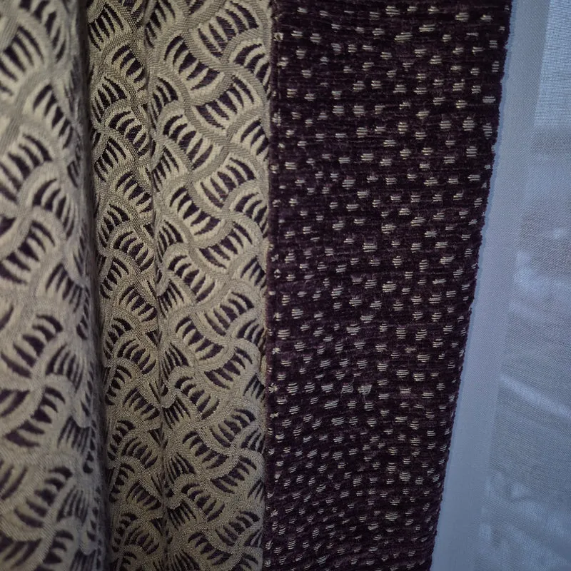 Luxus Vorhänge Gardinen Set 221x366 Hotel Atlantic Hamburg Lila Violett Beige Gemustert