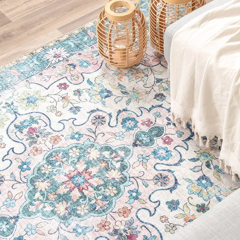 Teppich Vintage - Lily Oriental Blau Rosa