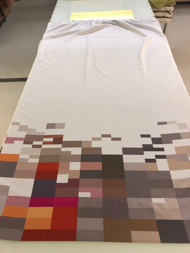 Gardine Grau 100x200 Kästenmuster Stoff Verdunkler Vorhang Gebraucht
