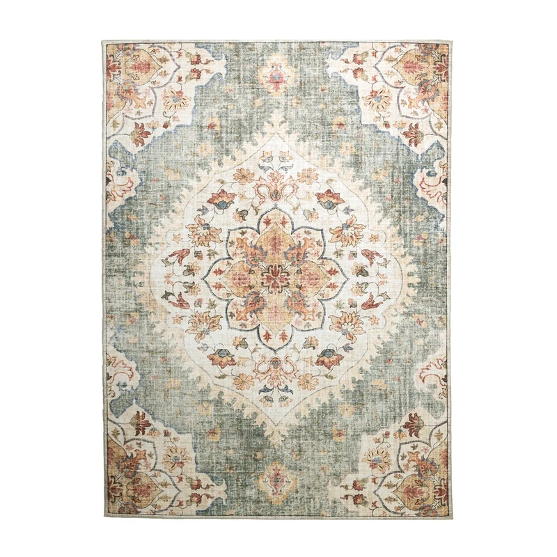 Vintage Gartenteppich - Santo Mandala Olivgrün