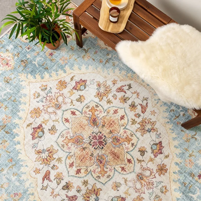 Vintage Gartenteppich - Santo Mandala Hellblau