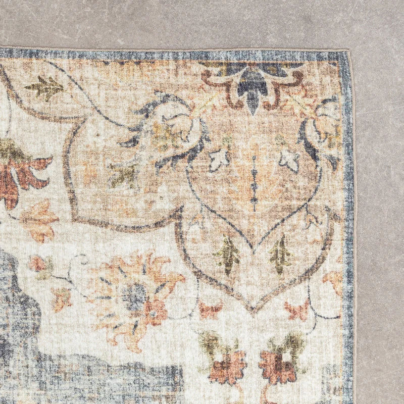 Vintage Gartenteppich - Santo Mandala Blau Grau