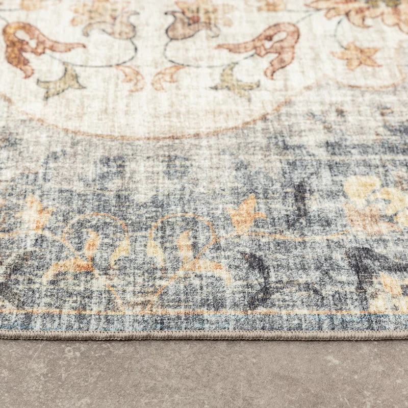 Vintage Gartenteppich - Santo Mandala Blau Grau