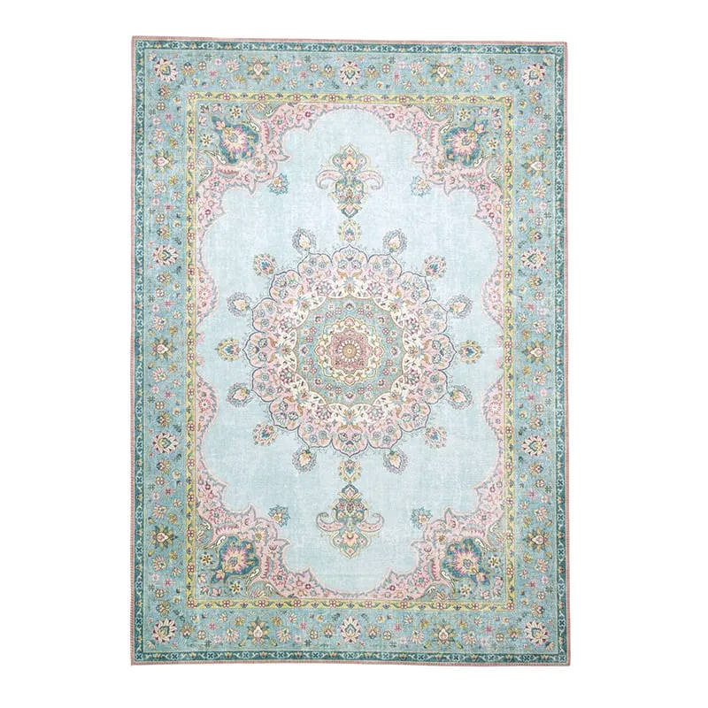 Teppich Vintage - Lily Medaillon Hellblau Türkis