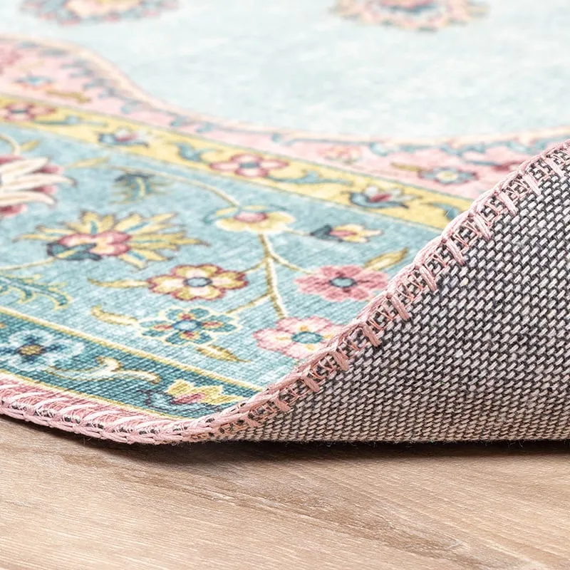 Teppich Vintage - Lily Medaillon Hellblau Türkis