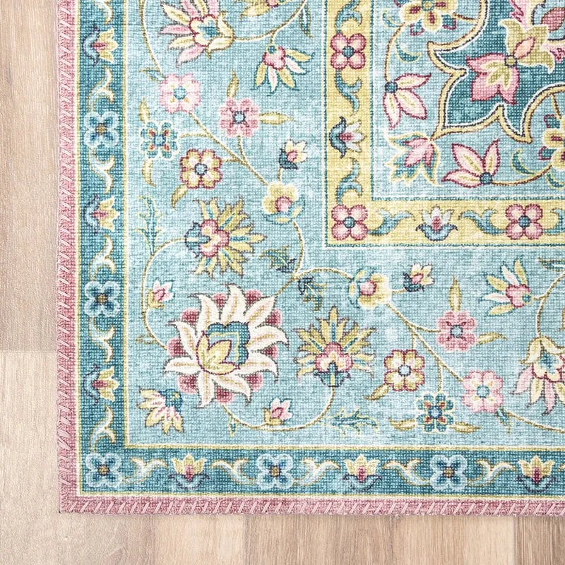 Teppich Vintage - Lily Medaillon Hellblau Türkis