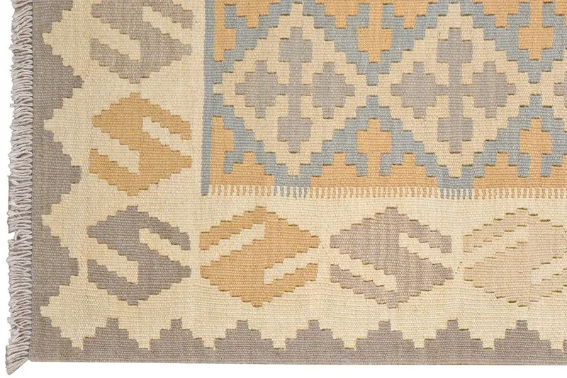 Kelim Gashgai · Handgewebt – Gelb, 293x76 cm