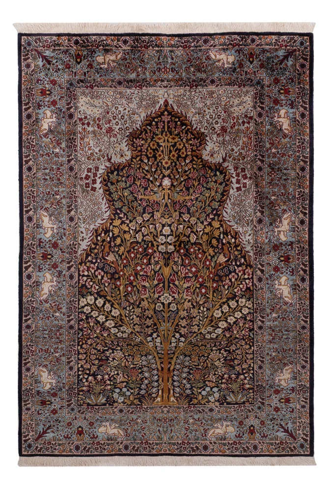Kaschmir Seide Teppich 122x185cm - Orientteppich - dunkelbraun