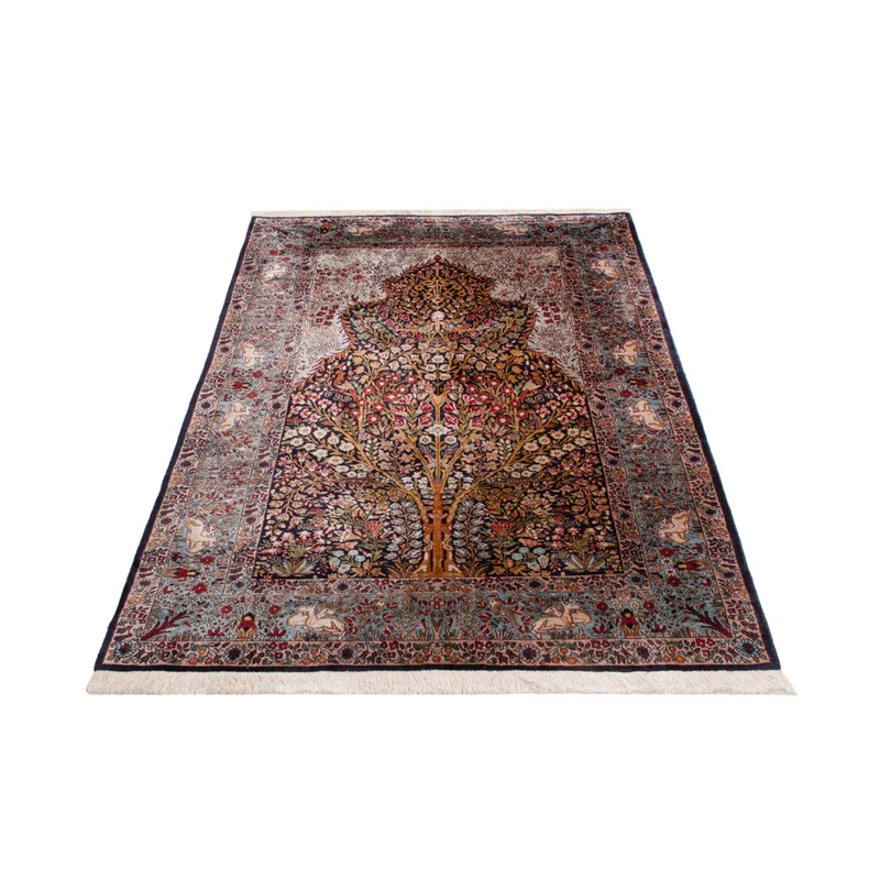 Kaschmir Seide Teppich 122x185cm - Orientteppich - dunkelbraun