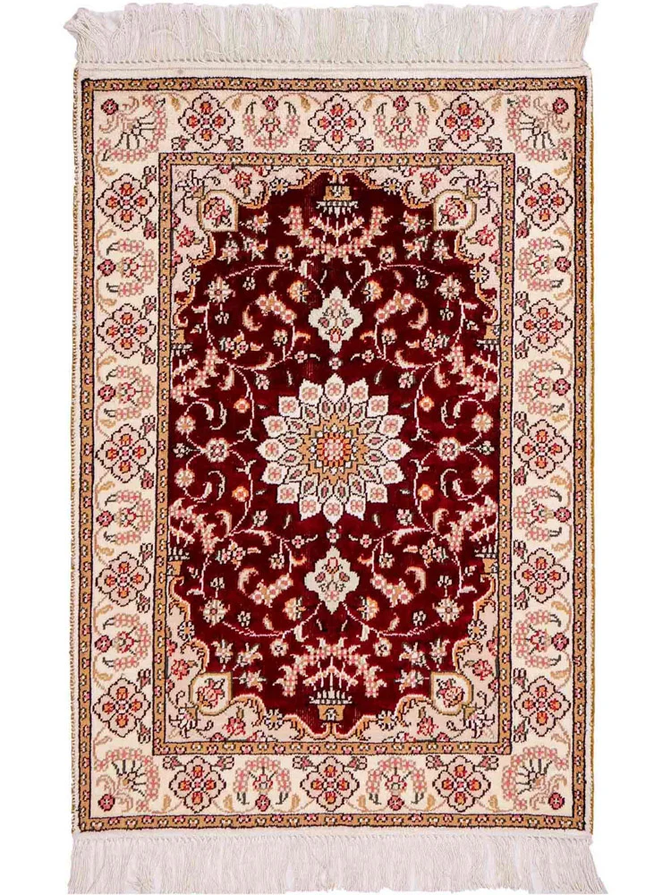 China Seide Teppich 63x90cm - Orientteppich - dunkelblau