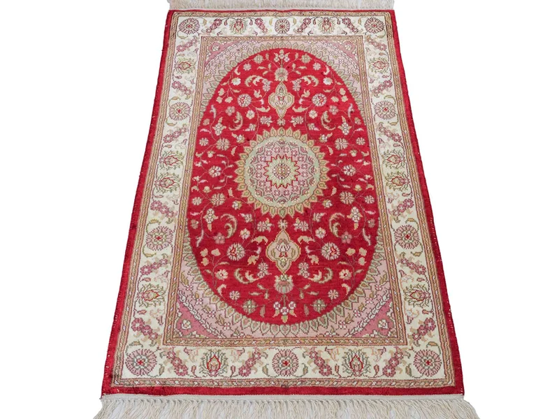 China Seide Teppich 59x90cm - Orientteppich - rot