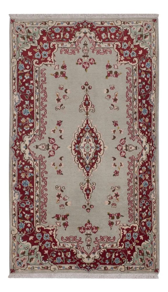 Kerman Teppich 123x214cm - Perserteppich - hellgrau
