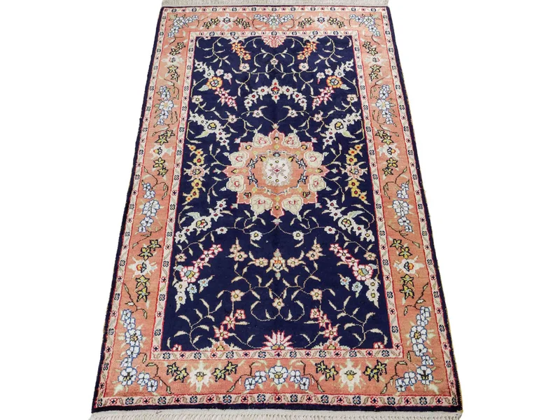 China Seide Teppich 78x123cm - Orientteppich - dunkelblau