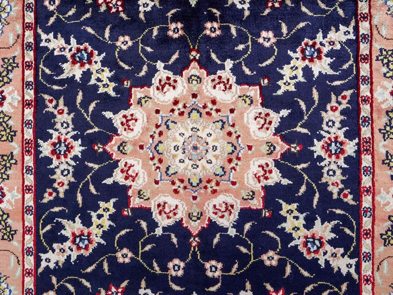 China Seide Teppich 77x123cm - Orientteppich - dunkelblau