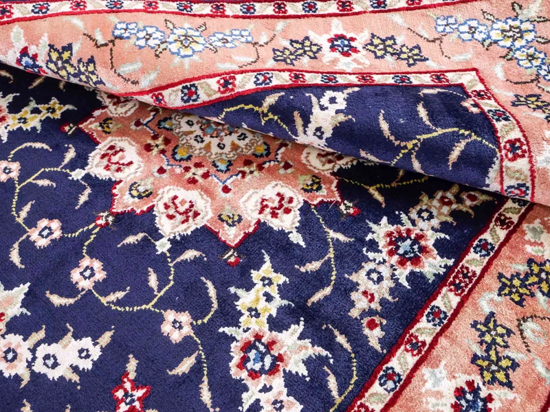 China Seide Teppich 77x123cm - Orientteppich - dunkelblau