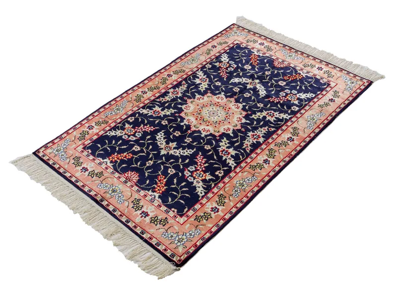 China Seide Teppich 77x123cm - Orientteppich - dunkelblau