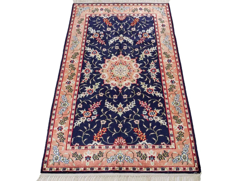 China Seide Teppich 77x123cm - Orientteppich - dunkelblau