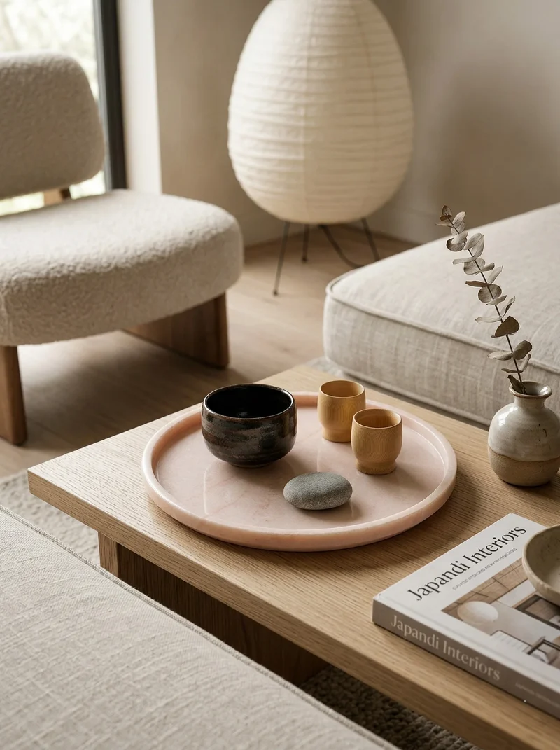 Round Pink Marble Tray Medium