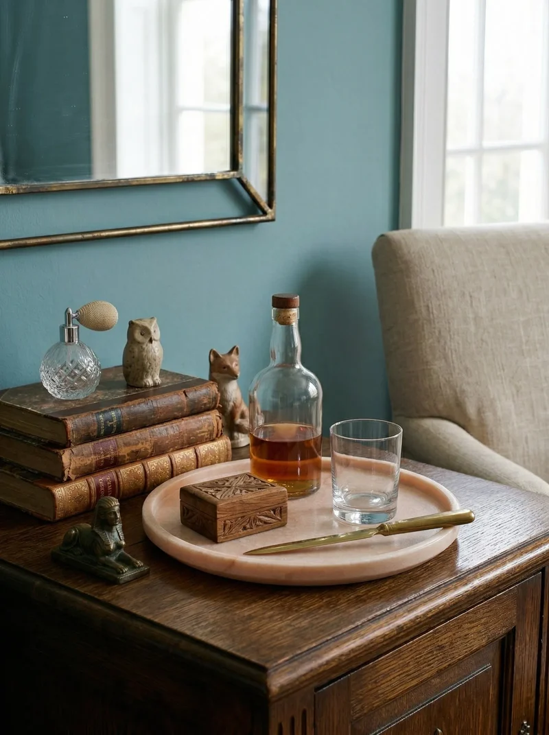 Round Pink Marble Tray Medium