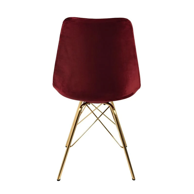 Samtstuhl Rot - Gold Gestell