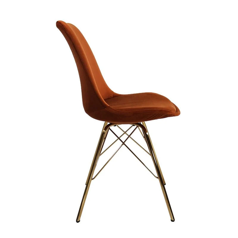 Samtstuhl Orange - Gold Gestell