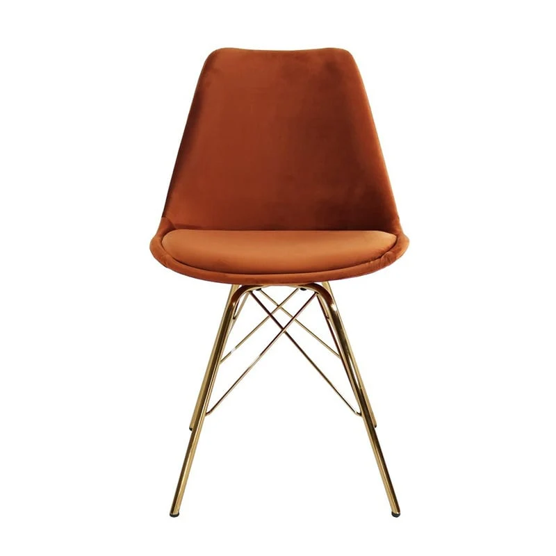 Samtstuhl Orange - Gold Gestell
