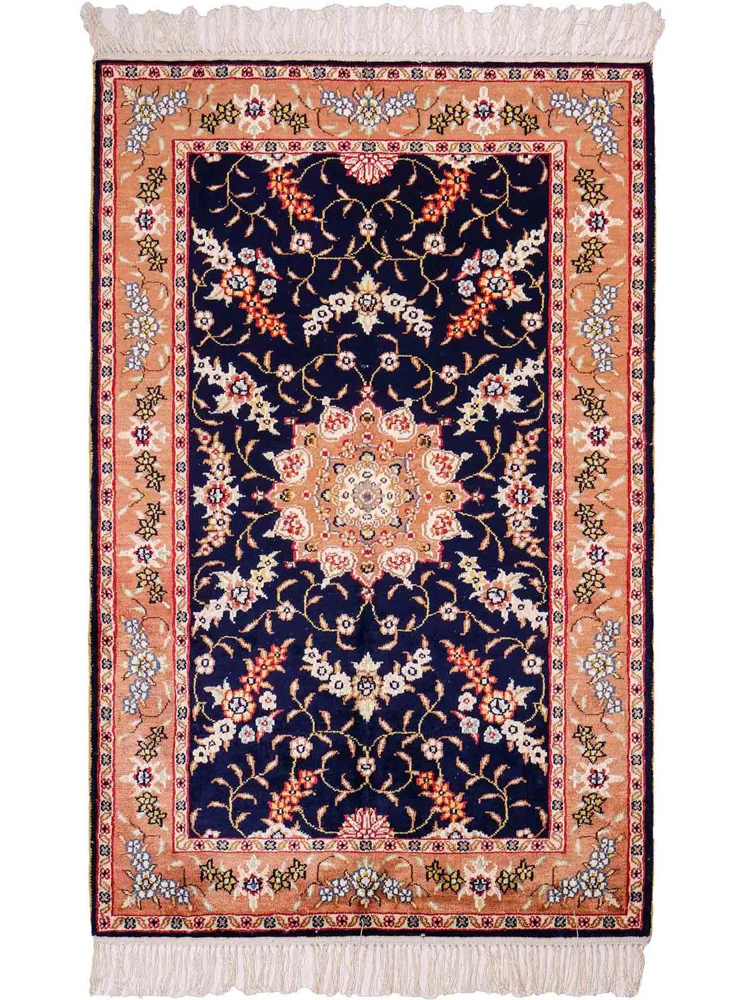 China Seide Teppich 78x122cm - Orientteppich - dunkelblau