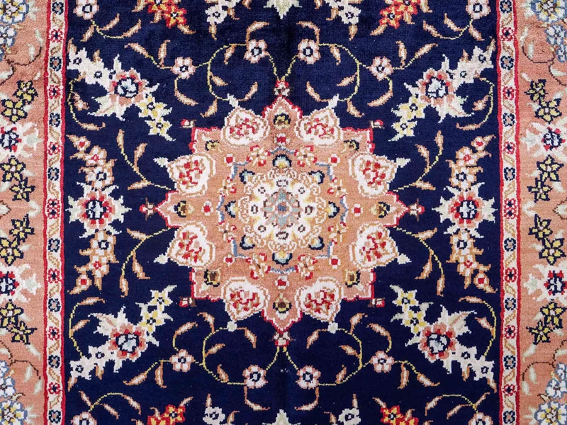 China Seide Teppich 78x122cm - Orientteppich - dunkelblau
