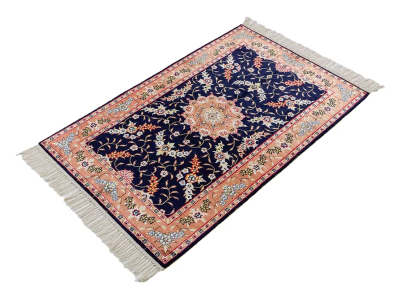 China Seide Teppich 78x122cm - Orientteppich - dunkelblau