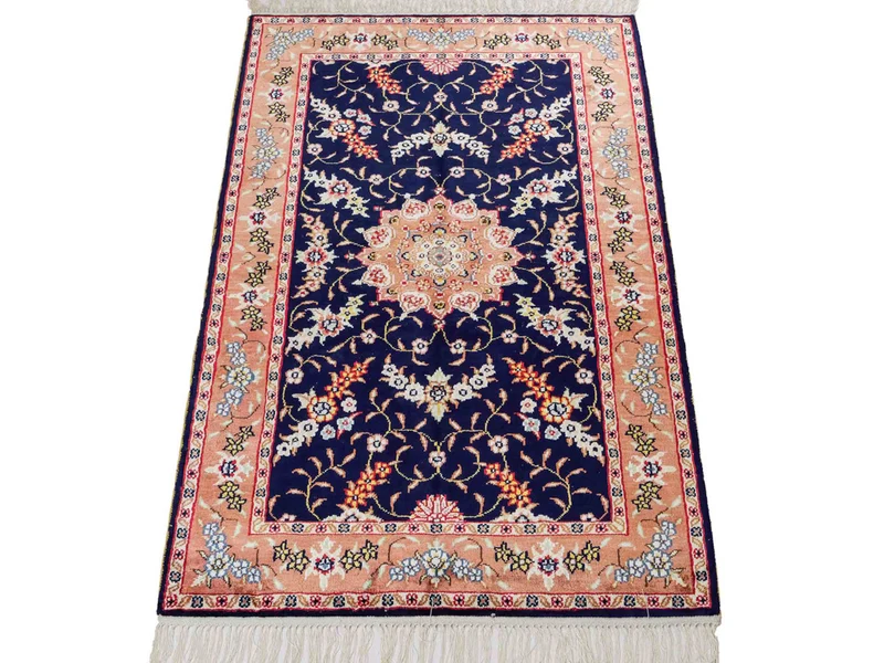China Seide Teppich 78x122cm - Orientteppich - dunkelblau
