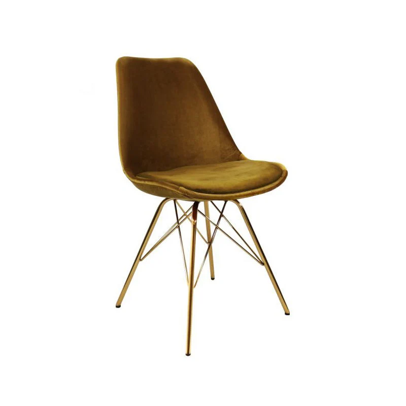 Samtstuhl Gold - Gold Gestell