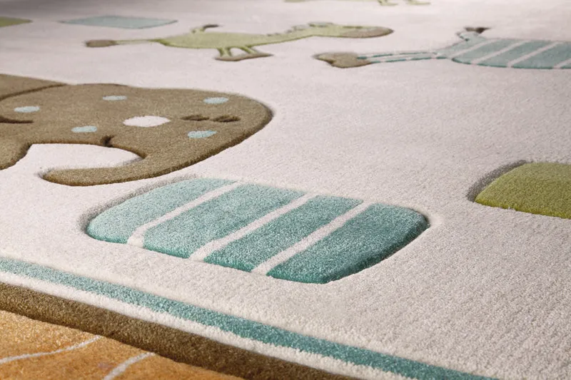 Kinderzimmer Teppich beige bunt "Lucky Zoo"