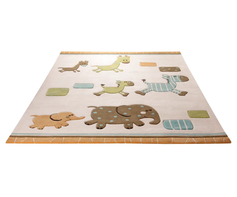 Kinderzimmer Teppich beige bunt "Lucky Zoo"