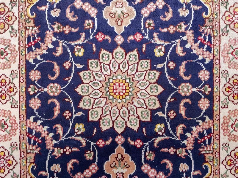 China Seide Teppich 61x91cm - Orientteppich - dunkelblau