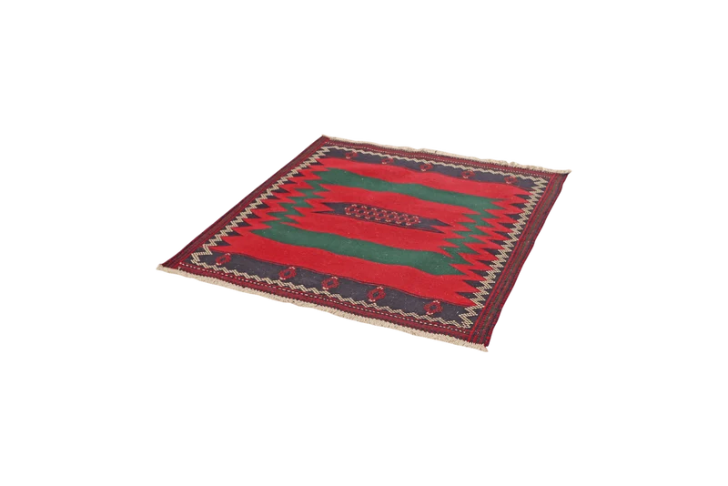 Sofreh Afshar · Handgewebt – Rot, 132x123 cm