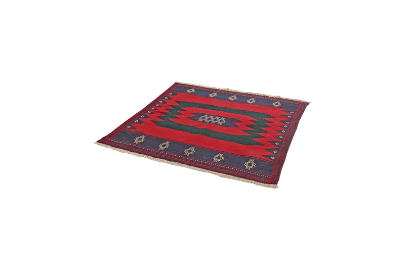 Sofreh Afshar · Handgewebt – Rot, 126x124 cm