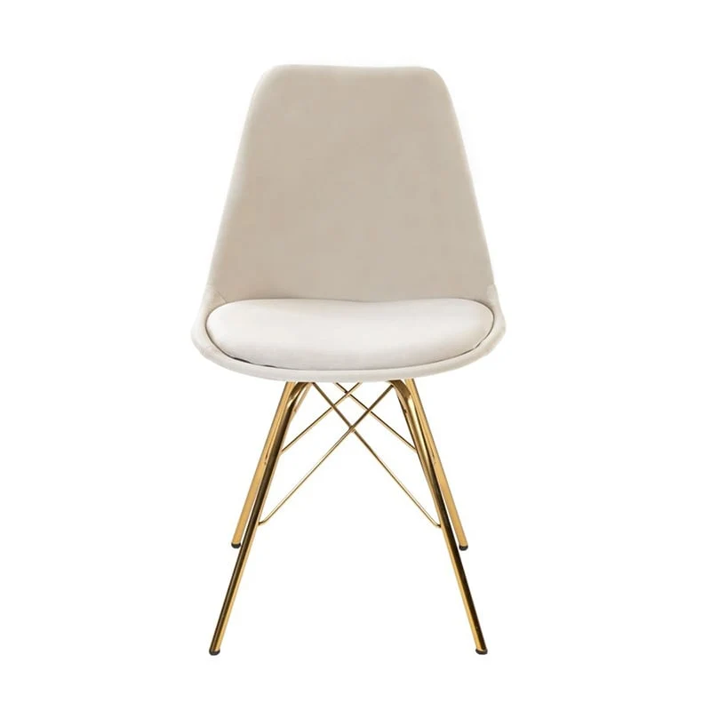 Samtstuhl Creme - Gold Gestell